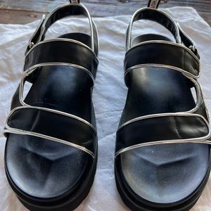 Schutz Black Leather Footbed Sandals Size 10 New